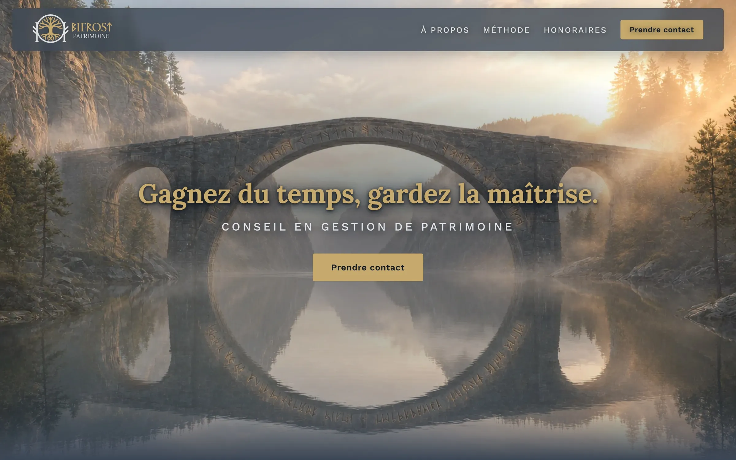 Page d’accueil du site Bifrost Patrimoine